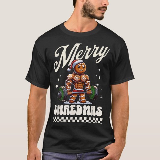 Merry Shredmas Christmas Gym Gingerbread Workout M T-Shirt (Vorderseite)