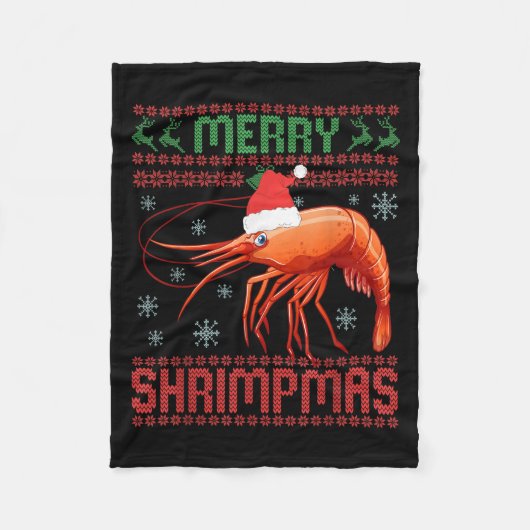 Merry Shrimpmas Funny Shrimp Ugly Christmas Sweate Fleecedecke (Vorderseite)