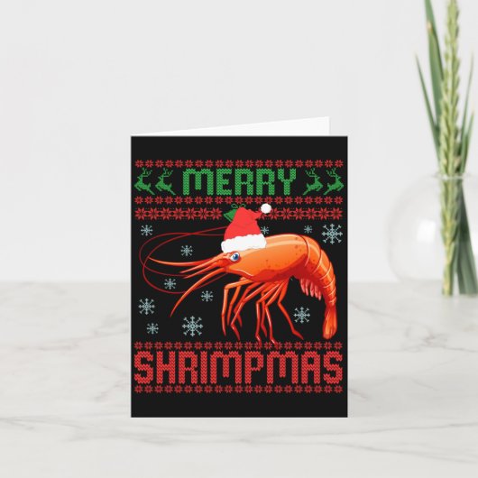 Merry Shrimpmas Funny Shrimp Ugly Christmas Sweate Karte (Vorderseite)