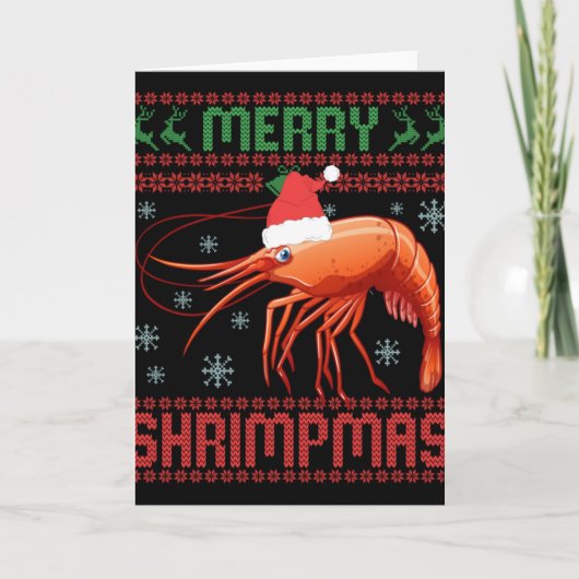 Merry Shrimpmas Funny Shrimp Ugly Christmas Sweate Karte (Vorderseite)