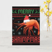 Merry Shrimpmas Funny Shrimp Ugly Christmas Sweate Karte (Gelbe Blume)