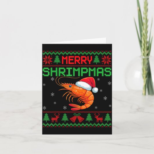 Merry Shrimpmas Funny Shrimp Ugly Christmas Sweate Karte (Vorderseite)