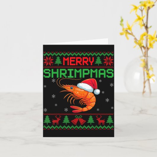 Merry Shrimpmas Funny Shrimp Ugly Christmas Sweate Karte (Gelbe Blume)