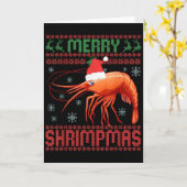 Merry Shrimpmas Funny Shrimp Ugly Christmas Sweate Karte (Gelbe Blume)