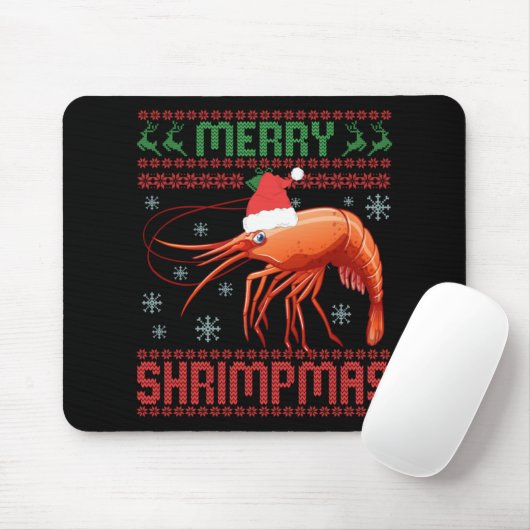 Merry Shrimpmas Funny Shrimp Ugly Christmas Sweate Mousepad (Mit Mouse)