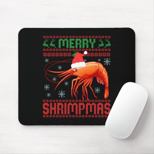 Merry Shrimpmas Funny Shrimp Ugly Christmas Sweate Mousepad (Mit Mouse)