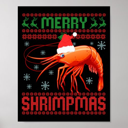 Merry Shrimpmas Funny Shrimp Ugly Christmas Sweate Poster (Vorne)