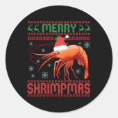 Merry Shrimpmas Funny Shrimp Ugly Christmas Sweate Runder Aufkleber (Vorderseite)