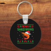 Merry Shrimpmas Funny Shrimp Ugly Christmas Sweate Schlüsselanhänger (Vorderseite)