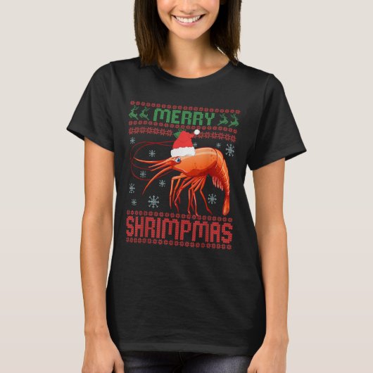 Merry Shrimpmas Funny Shrimp Ugly Christmas Sweate T-Shirt (Vorderseite)