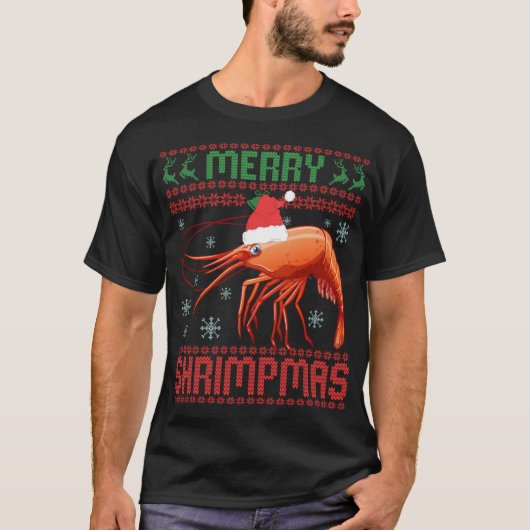 Merry Shrimpmas Funny Shrimp Ugly Christmas Sweate T-Shirt (Vorderseite)