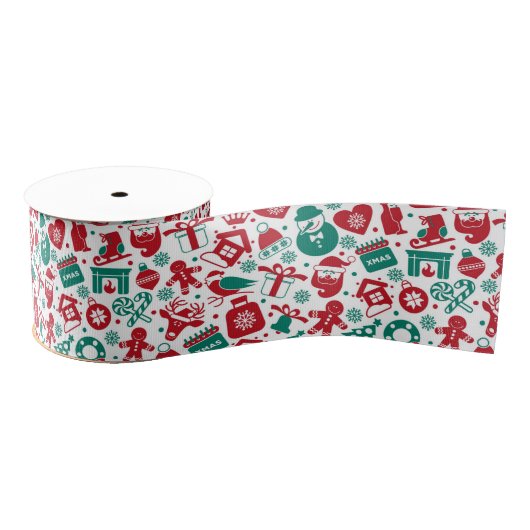 Merry Silhouette Collage Christmas Ribbon Ripsband (Spule)