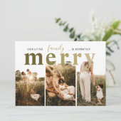 Merry Simple 3 Foto Feiertagskarte (Stehend Vorderseite)