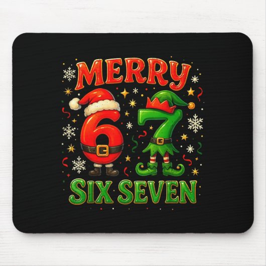 Merry Six Seven Funny Meme 67 Christmas Couple Des Mousepad (Vorne)