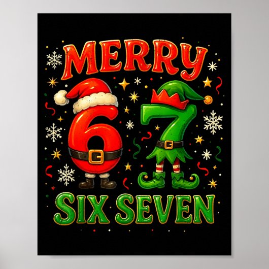 Merry Six Seven Funny Meme 67 Christmas Couple Des Poster (Vorne)