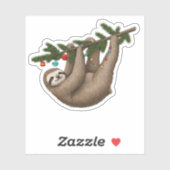 Merry Sloth am weihnachtlichen Baum Zweig mit Orna Aufkleber (Blatt)