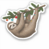 Merry Sloth am weihnachtlichen Baum Zweig mit Orna Aufkleber (Vorderseite)