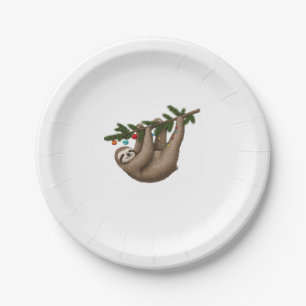 Merry Sloth am weihnachtlichen Baum Zweig mit Orna Pappteller