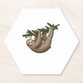 Merry Sloth am weihnachtlichen Baum Zweig mit Orna Untersetzer (Vorderseite)