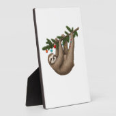 Merry Sloth on Christmas Tree Branch with Ornament Fotoplatte (Seite)