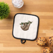 Merry Sloth on Christmas Tree Branch with Ornament Topflappen (Oben Unten)