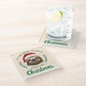 Merry Slothmas, Christmas Coaster Glasuntersetzer (Schrägansicht)