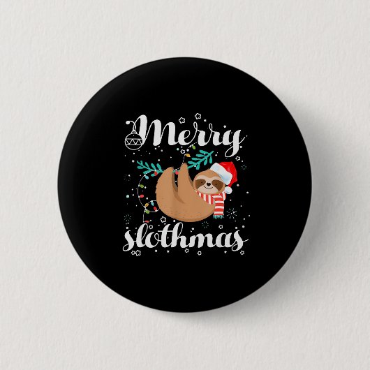Merry Slothmas Christmas Pajama For Sloth Lovers Button (Vorderseite)