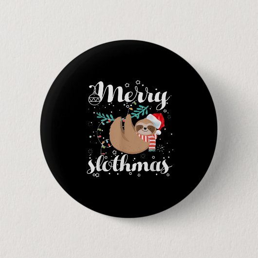 Merry Slothmas Christmas Pajama For Sloth Lovers  Button (Vorderseite)