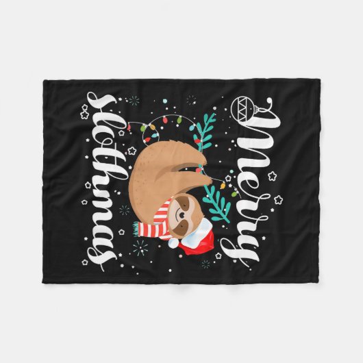 Merry Slothmas Christmas Pajama For Sloth Lovers Fleecedecke (Vorderseite (Horizontal))