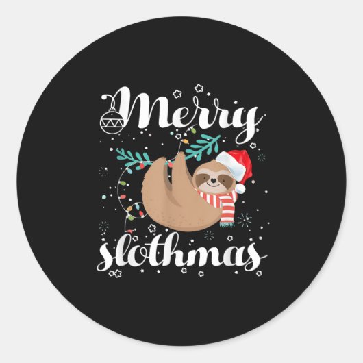 Merry Slothmas Christmas Pajama For Sloth Lovers Runder Aufkleber (Vorderseite)