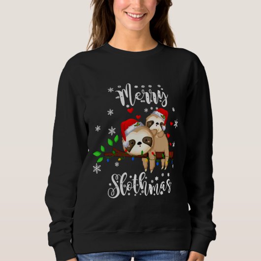 Merry Slothmas Christmas Pajama Sloth Sweatshirt (Vorderseite)