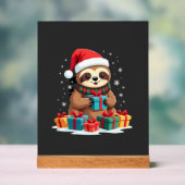 Merry Slothmas cute Christmas sloth Santa hat Xmas Acrylschild (Neutral)