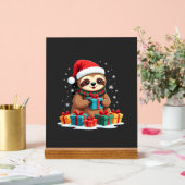 Merry Slothmas cute Christmas sloth Santa hat Xmas Acrylschild (Hochzeit)