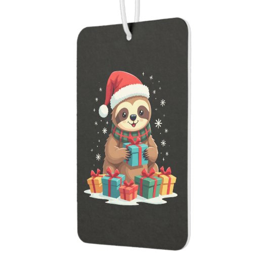 Merry Slothmas cute Christmas sloth Santa hat Xmas Autolufterfrischer (Links)
