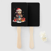 Merry Slothmas cute Christmas sloth Santa hat Xmas Fächer (Vorne und Hinten)