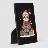 Merry Slothmas cute Christmas sloth Santa hat Xmas Fotoplatte (Seite)