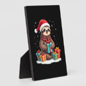 Merry Slothmas cute Christmas sloth Santa hat Xmas Fotoplatte (Seite)
