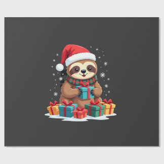 Merry Slothmas cute Christmas sloth Santa hat Xmas Geschenkpapier
