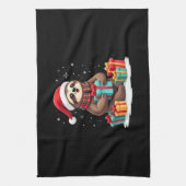 Merry Slothmas cute Christmas sloth Santa hat Xmas Geschirrtuch (Vertikal)