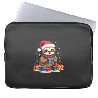 Merry Slothmas cute Christmas sloth Santa hat Xmas Laptopschutzhülle