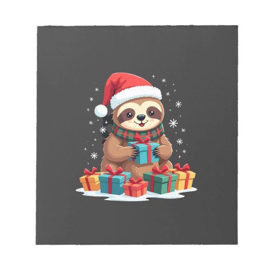 Merry Slothmas cute Christmas sloth Santa hat Xmas Notizblock (Vorderseite)