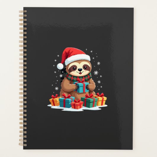 Merry Slothmas cute Christmas sloth Santa hat Xmas Planer (Vorderseite)