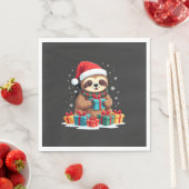 Merry Slothmas cute Christmas sloth Santa hat Xmas Serviette (Beispiel)