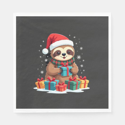 Merry Slothmas cute Christmas sloth Santa hat Xmas Serviette (Vorderseite)
