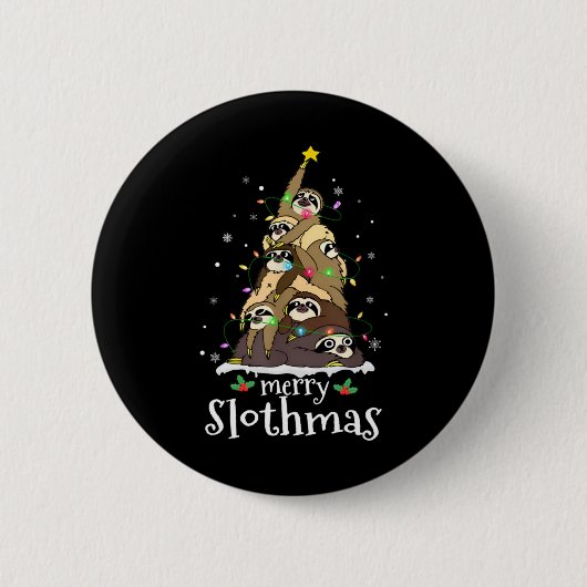 Merry Slothmas Cute Xmas Sloth Santa Hat Christmas Button (Vorderseite)