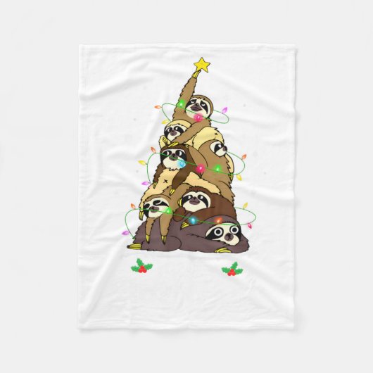 Merry Slothmas Cute Xmas Sloth Santa Hat Christmas Fleecedecke (Vorderseite)