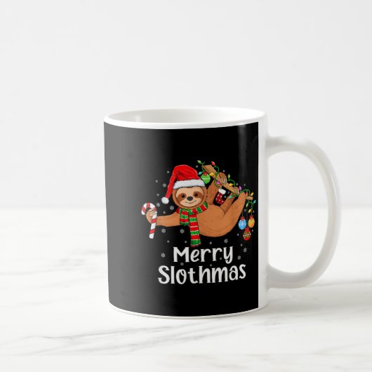 Merry Slothmas Cute Xmas Sloth Santa Hat Christmas Kaffeetasse (Rechts)