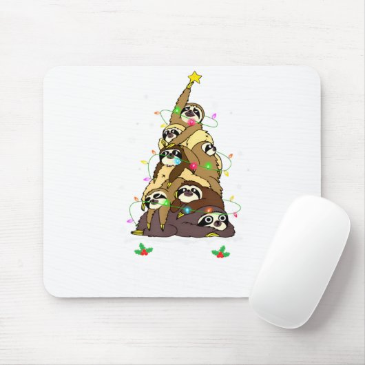 Merry Slothmas Cute Xmas Sloth Santa Hat Christmas Mousepad (Mit Mouse)