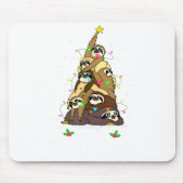 Merry Slothmas Cute Xmas Sloth Santa Hat Christmas Mousepad (Vorne)