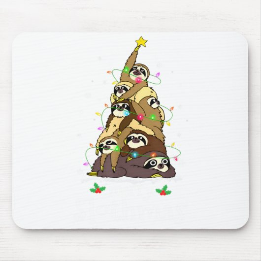 Merry Slothmas Cute Xmas Sloth Santa Hat Christmas Mousepad (Vorne)
